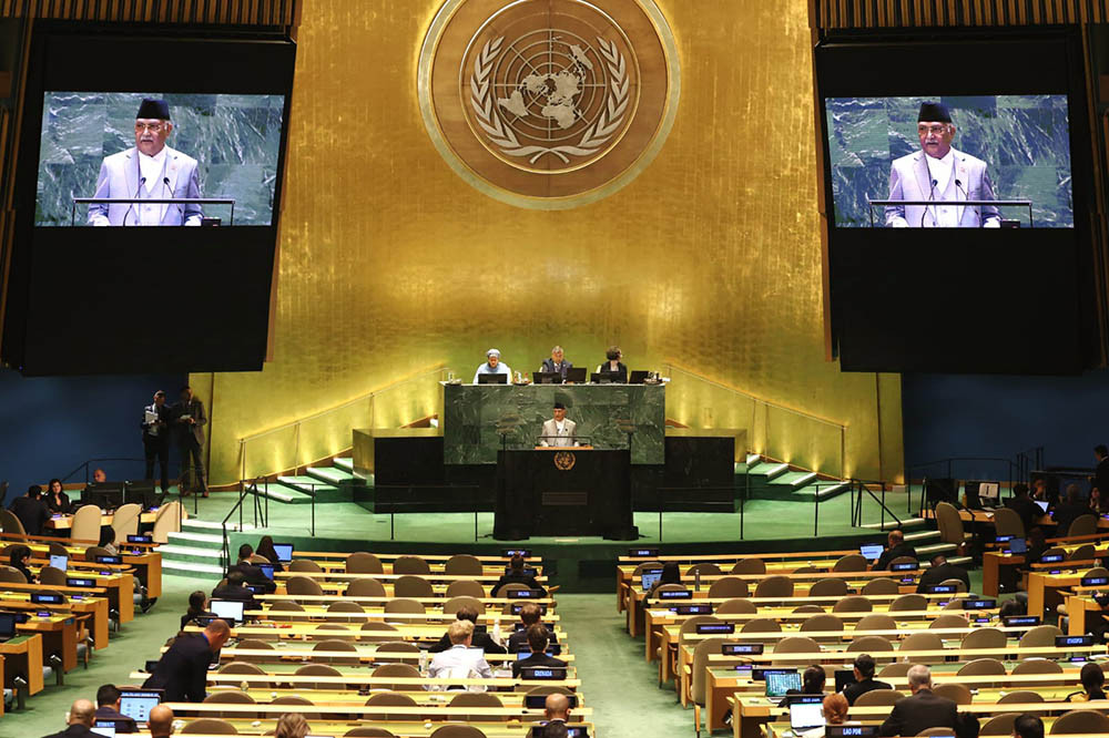 राष्ट्रसंघ महासभामा प्रधानमन्त्री ओलीको सम्बोधन, के के भने ?