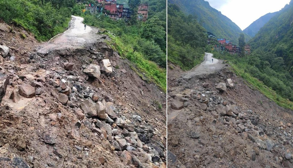 सिन्धुपाल्चोकको अरनिको राजमार्गमा पहिरोले यातायात अवरुद्ध